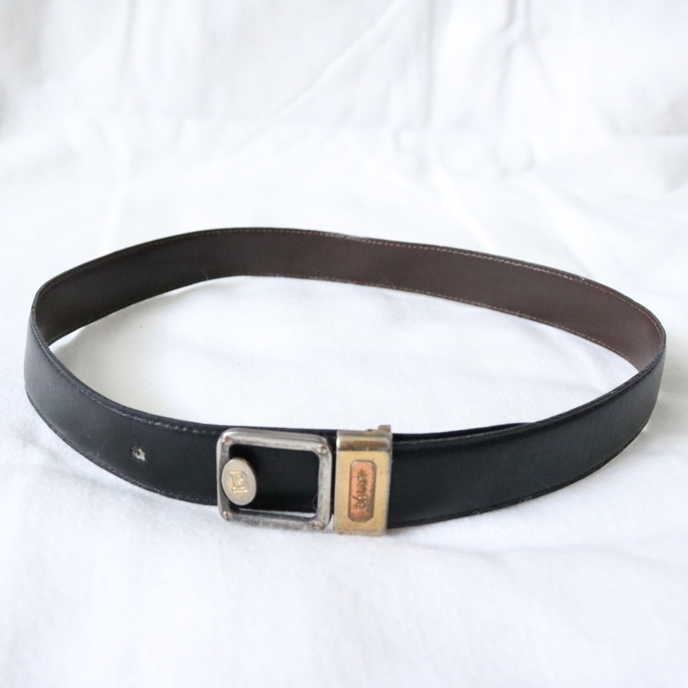 Bally Vintage Black Leather Pin Buckle Belt